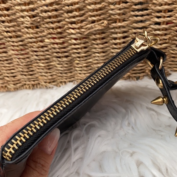 Black leather wristlet w/studded strap - Picture 8 of 12